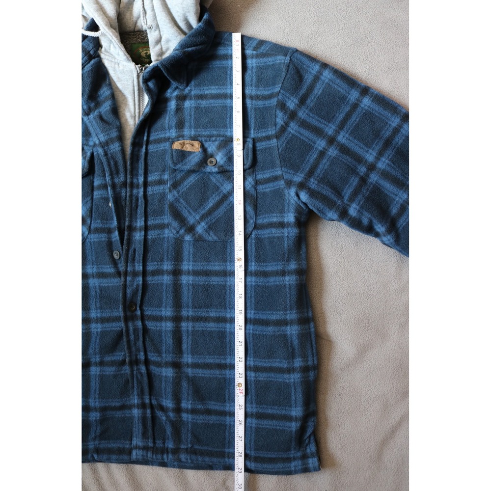STILLWATER SUPPLY Plaid Jacket Men Large Blue Plaid Hooded Fleece Shacket - Picture 4 of 15